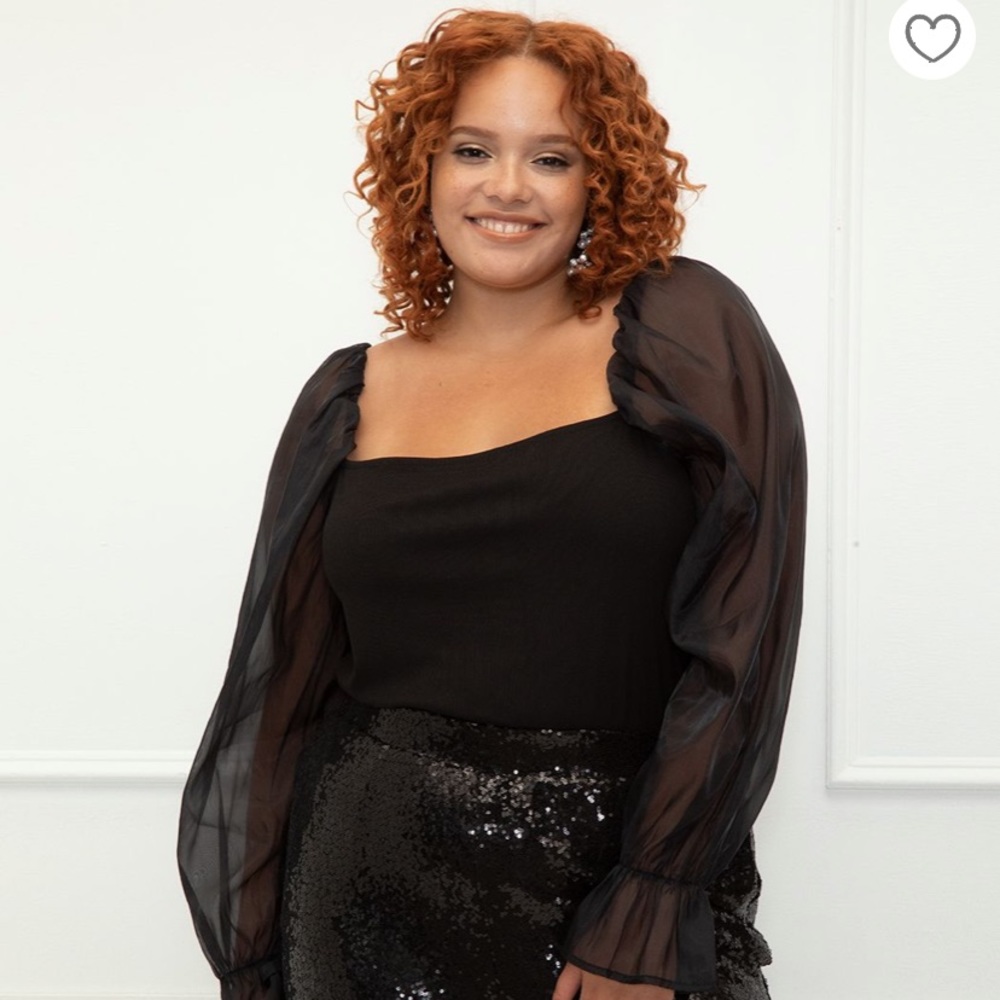 ELOQUII Elements Organza Sleeve Top